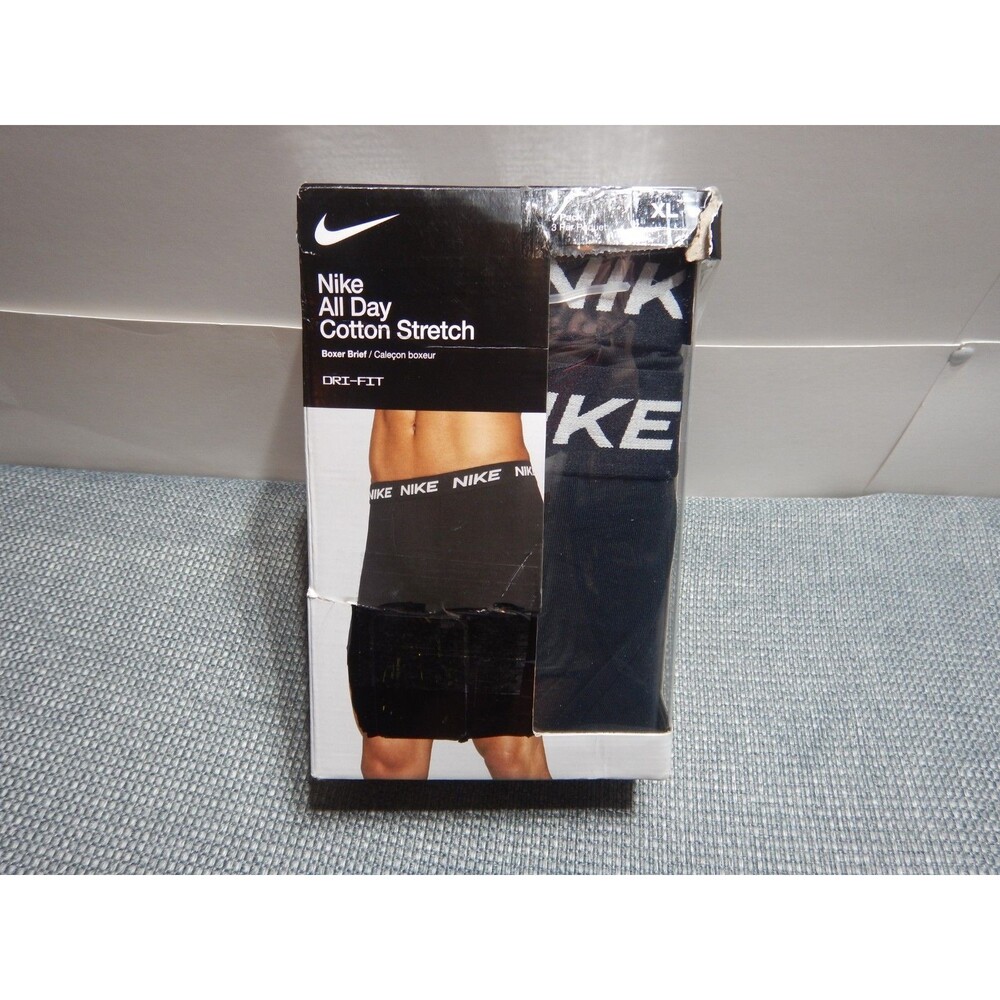 Nike All Day Cotton Stretch Boxer Brief 3-Pack XL Black Dri-FIT KE1310 New